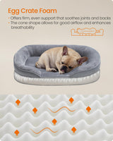 Feandrea Dog Bed, Medium Orthopaedic Dog Sofa Bed, 30 x 20 x 7 Inches, Egg Crate Foam, Waterproof Liner, Raised Edges, Removable and Machine Washable Cover, Non-Slip, Light Gray UPGW281G01