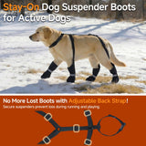 AuraPaw Dog Booties with Adjustable Suspenders for Outdoor Adventures – Reflective Paw Protectors for Rain, Snow & Mud, Anti-Slip & Dirt-Proof Boots Leggings, Waterproof Dogs Shoes, Black, Size L