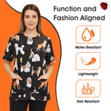 Ladybird Line 803 Water Resistant Dog Groups Stylist Grooming Smock, Hair and Bleach Resistant with Covered Zipper Panel, Mesh Back and Back Tie Belt, Ideal for Pet Groomers and Vet Clinics - Medium