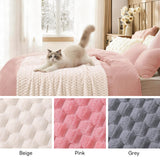 Luciphia Soft 300GSM Fleece Pet Blanket for Small Medium Large Dogs Washable 3D Textured Flannel Cat Puppy Decorative Furniture Protector Throw Durable White, XL(57''x40'')