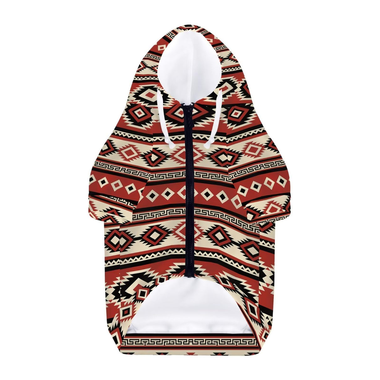 Howilath Red Geometric Aztec Tribal Dog Hoodie, Cozy Puppy Sweater with Hat for Small Medium Large Dogs, Cute Winter Outfits