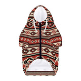 Howilath Red Geometric Aztec Tribal Dog Hoodie, Cozy Puppy Sweater with Hat for Small Medium Large Dogs, Cute Winter Outfits