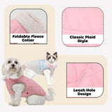 EMUST Quilted Warm Small Dog Winter Coat - 2 Layers Fleece Lined Doggie Puffer Vest for Cold Weather with Leash Hole, Cream, XS
