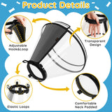 Didopet Dog Cone Collar After Surgery, Extended Dog Recovery Cone to Stop Licking Wounds, Transparent Soft Elizabethan Collar for Large Medium Small Dogs, Adjustable Pet Cone with Elastic Neck Loops