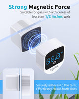 SEAOURA 2-in-1 Mini Aquarium Magnetic Cleaner with Digital Thermometer, Fish Aquariums Magnets Brush only for Glass Tank,Tiny Magnet Floating Cleaning Tool for 1-30 Gallons