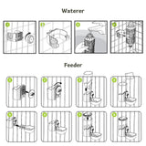 Automatic Pet Food Water Dispenser, Auto Gravity Pet Feeder Water Bottle Set for Cage, Feeding Station for Puppy Kitten Rabbit Guinea Pigs Chinchilla Ferret Hedgehog (Green)