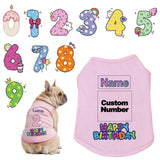 Custom Dog Birthday Shirt,Personalized Pet Apparel Print with Name Age Number,Pet Birthday Outfit,Lightweight Breathable Cotton Vest for Small Medium Large Dogs Cat (Pink, 7X-Large)