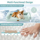 Cooling Dog Bed, Orthopedic Foam Dog Bed with Sides, Removable Cover & Waterproof Lining and Nonskid Bottom, Comfortable Pet Beds for Medium Dogs, Green (36" L x 27" W x 6.5" Th)