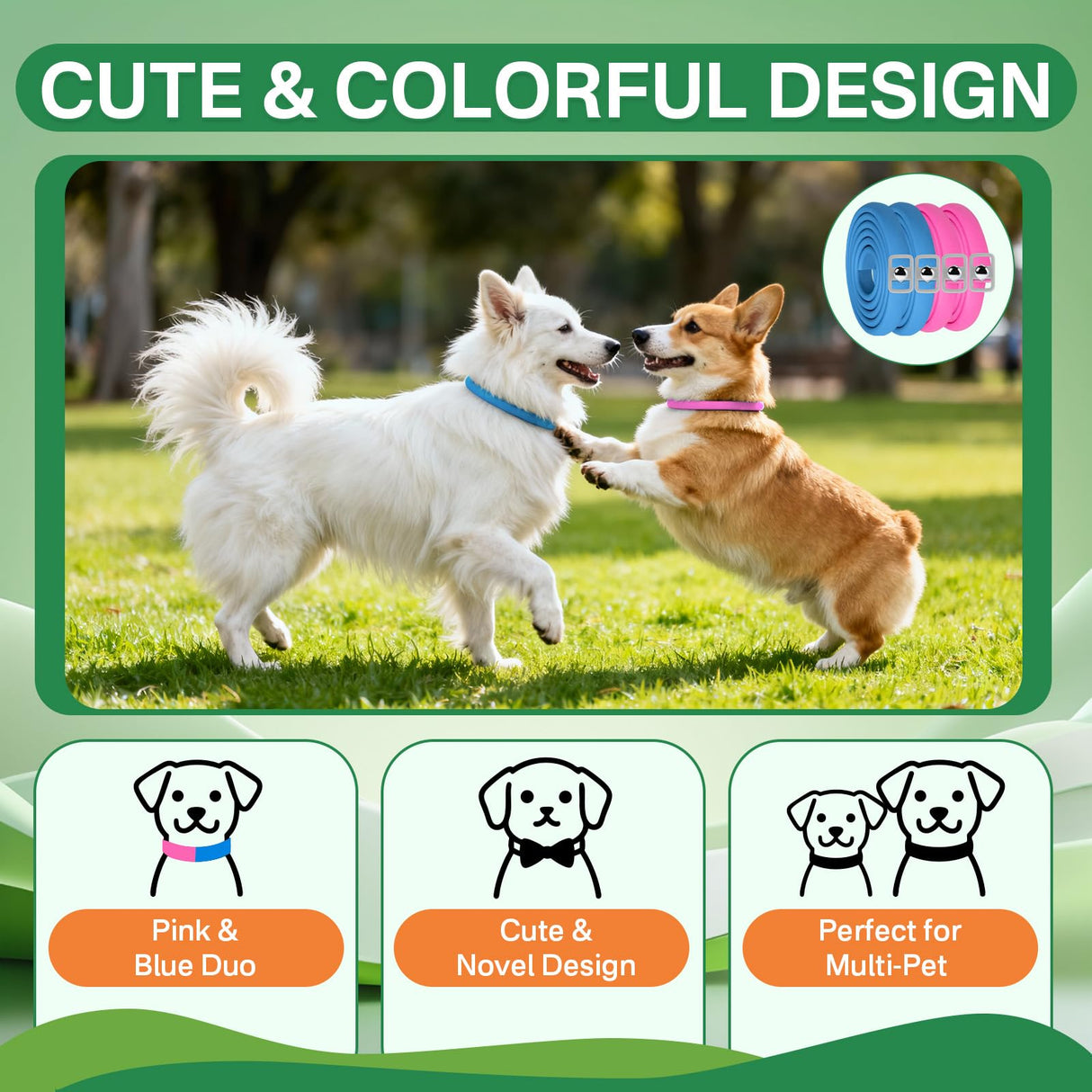 Puyrzoe Flea and Tick Prevention for Dogs Collar 4 Pack, Natural Flea Collar for Dogs 32-Month Full Protection, Adjustable Dog Tick Prevention for Puppy & Dog, Waterproof, 2 Pink & 2 Blue