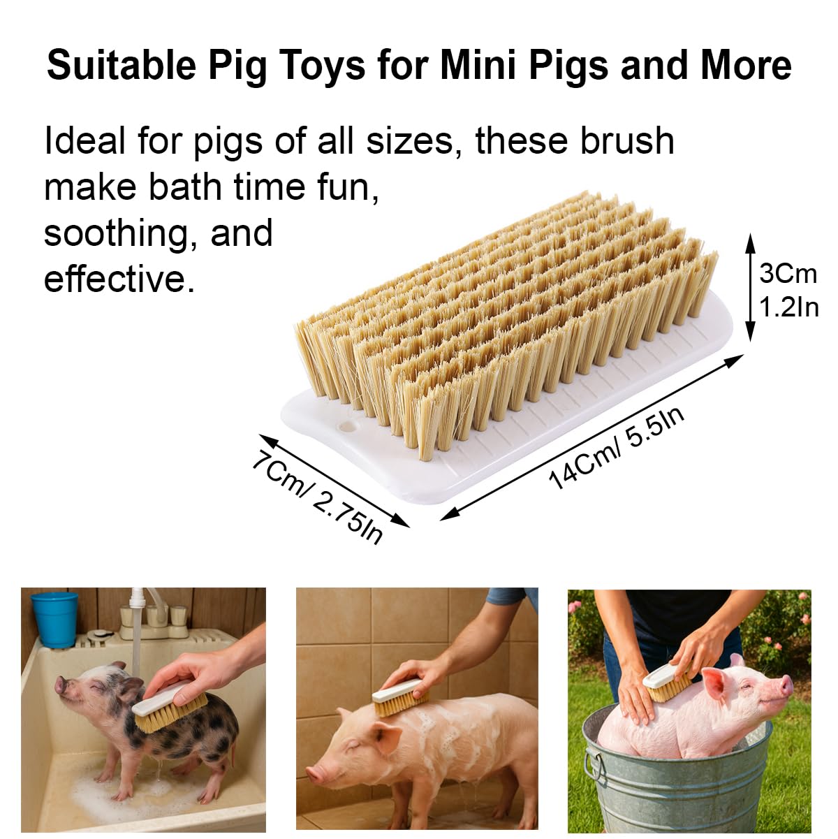 2Pcs Pig Enrichment Toy, 2-in-1 Self-Grooming and Scratch Brush for Mini Pigs, Encourages Natural Behavior, Reduces Stress, Easy Install for Pens, Barns, or Yards