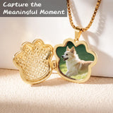KAGREC Customize Pet Paw Print Locket Necklace for Women Men Personalize Paw Memorial Necklace for Dog Cat Pet for Memorial Gift-Gold White
