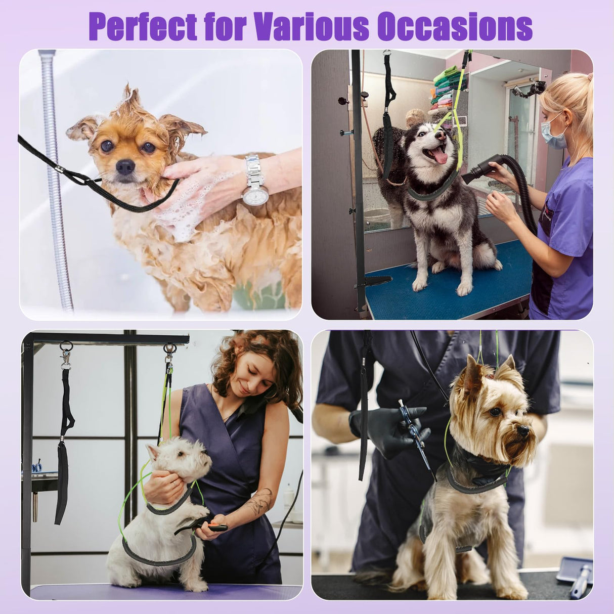 FANXSVL Dog Grooming Arm Kit 26"-40" Height with Harness & Hammock Sling for Small Dogs, Pet Grooming Table Accessory for Nail Trimming, Bathing, Dog Grooming Supplies.