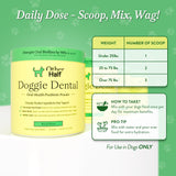 OTHER HALF Doggie Dental Supplement Powder - Dog Breath Freshener & Teeth Cleaning Made Easy - Oral Health Postbiotic for Dogs - Targets Tartar, Plaque & Bad Breath | 45 Scoops, Bacon Flavor