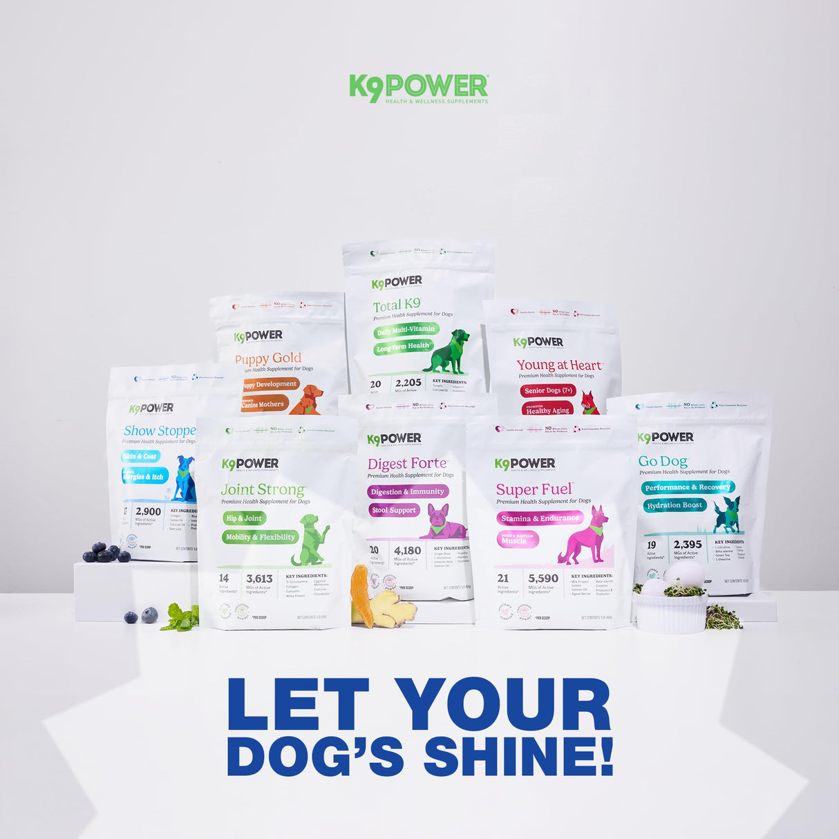 K9Power Show Stopper – Awarded #1 Dog Skin & Coat Product – Supports Allergy Relief, Itchy Skin, Shedding, Dull Coat – Salmon Oil, Collagen, Kelp, Zinc, Probiotics, Beet Juice, Vitamin C