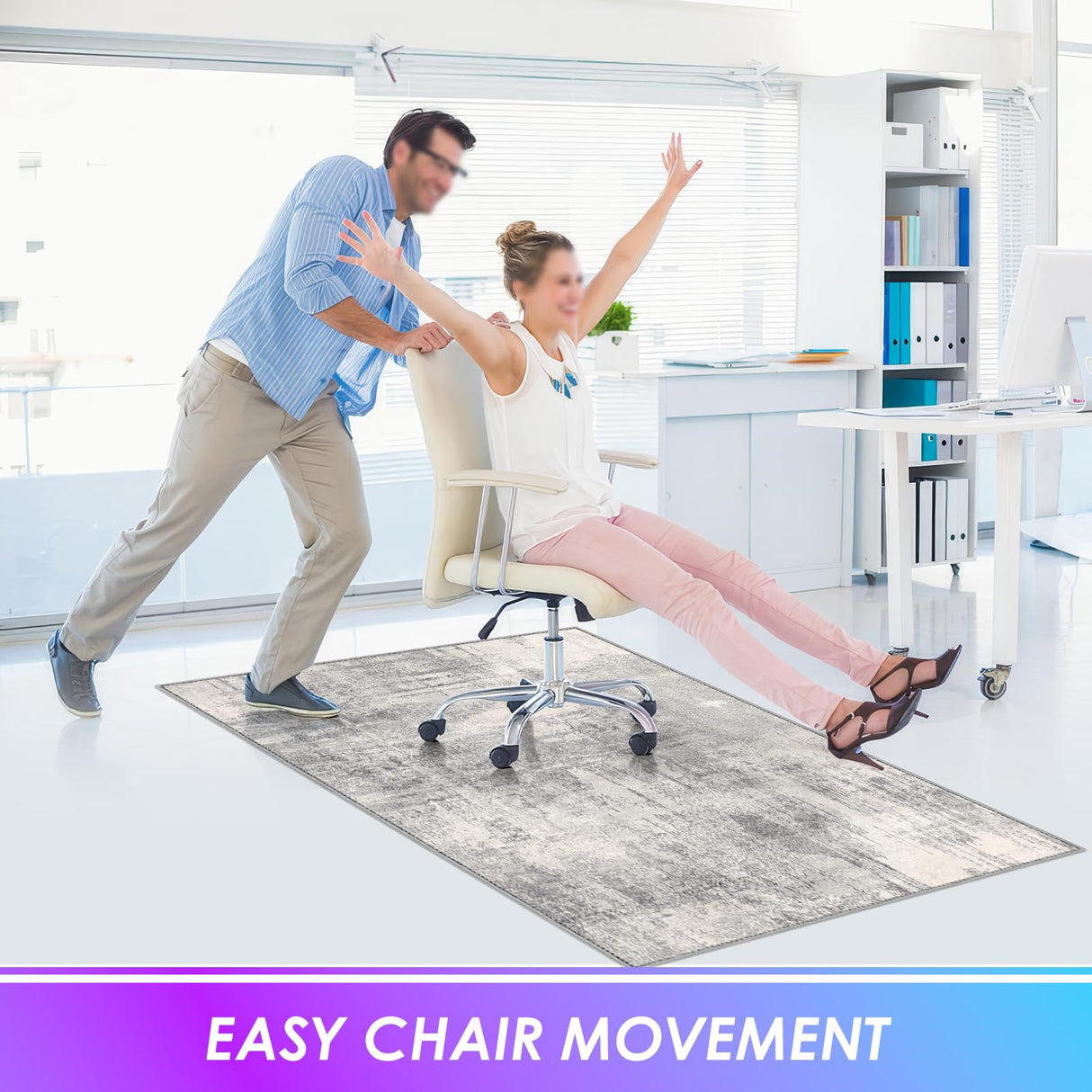 Kuyal Office Chair Mat for Hardwood Floor, 36 x 55 inches Computer Gaming Chair Mats, Low Pile Carpet Desk Chair Mat, Anti-Slip Floor Mats Wood/Tile Protection Mat(36'' x 55'', Modern Gray)