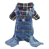 Dog Stylish Plaid Denim Jumpsuit Classic Pet Winter Dog Jeans Clothes Puppy One-Piece Bib Overalls Small Dogs Boy Girl Outfit Yorkies Chihuahua Cat Cute Shirts Holiday Costume (Blue Plaid,XL)