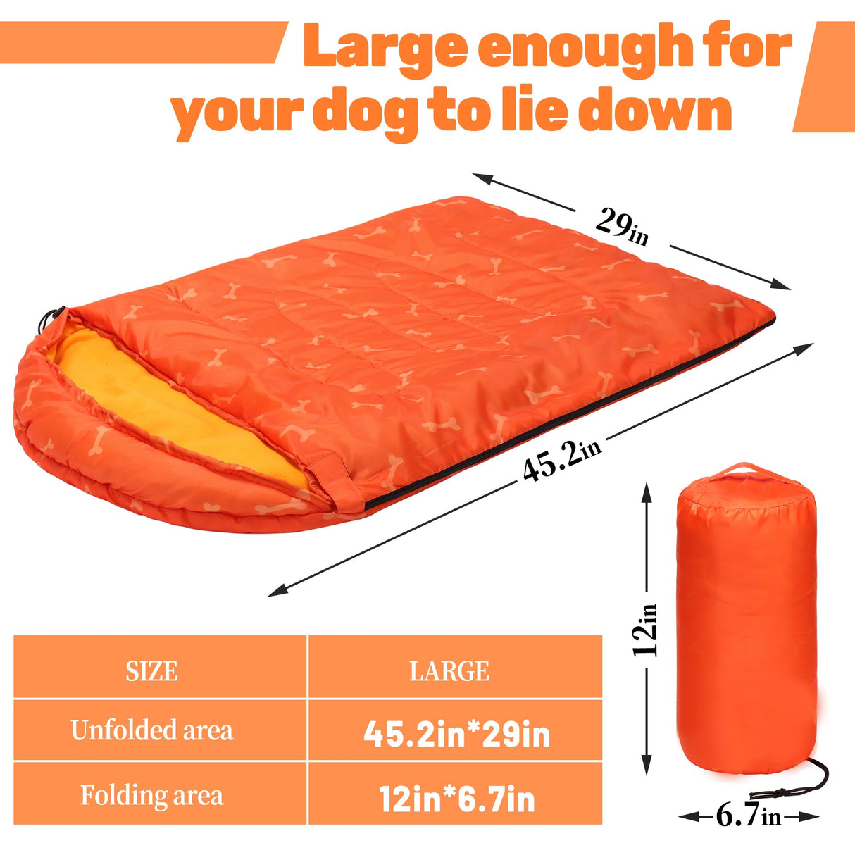 Lifeunion Dog Sleeping Bag with Storage Bag Waterproof Warm Packable Dog Bed for Travel Camping Hiking Backpacking (Orange)