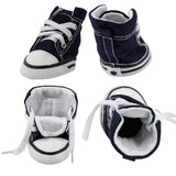 abcGoodefg Pet Dog Shoes Puppy Canvas Sneaker Boots, Outdoor Nonslip Causal Shoes Rubber Sole Soft Cotton Inner Fabric Shoes for Small Dog(#4(1.732.20), Blue)