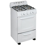 Avanti Gas Range Oven, Compact Freestanding Design, 2.6-Cu.Ft. Capacity 4 Sealed Burners with Electronic Ignition, Includes Broiler Storage Drawer and Accessories, 24-Inch, White