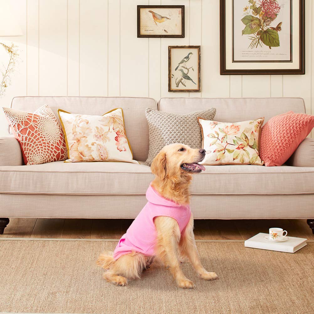 EXPAWLORER Dog Hoodie Fleece Sweater Vest, Hooded Dog Sweatshirt Fall Winter Pet Clothes with Leash Hole, Sleeveless Warm Cozy Puppy Clothing for Cat Small Medium Large Dogs Girl Boy, Pink XXL