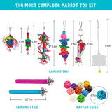 Sysmashing 23pcs Bird Parakeet Cockatiel Toys,Parrot Swing Chewing Hanging Toy with Safe Bells,Bird cage Colorful Climbing Standing Rope Natural Wood Ladder Bungee Toys