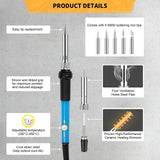 Soldering Iron Kit Electronics, 60W Adjustable Temperature Welding Tool, 5pcs Soldering Tips, Desoldering Pump, Soldering Iron Stand, Tweezers