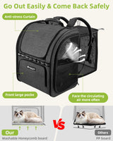 Expandable Cat Carrier Backpacks with Breathable Mesh, Pet Carrier Backpack for Cats Small Dogs Puppies Up to 20 Lbs, Dog Carrier Backpack Great for Travel/Hiking/Camping/Outdoor-Grey with Orange