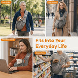 Tirige Pet Sling Carrier for Small Dogs and Cats, Hands-Free Crossbody Bag with Safety Leash, Multiple Pockets, Gray, 5-15 lb