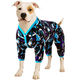 LovinPet Dog Onesies - Pet Anxiety Relief, Anti-Shedding Dog Pajamas, Lightweight Stretchy Fabric, Whale Hello There White Print, Large Dog Pjs, Pitbull Clothes All Season/Large