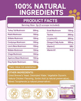 NaSeny Mushroom for Dogs & Cats - Turkey Tail for Dogs - 10 Organic Mushroom Supplement with Turkey Tail, Reishi, Lions Mane - Lumps & Bumps, Immunity, Gut, Skin, Joint Health - Chicken Flavor