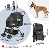 Timati Pet Stroller Dog Strollers for Medium Dogs and Cats with Reversible Handle, 360 Rotating Front Puppy Stroller for Small/Medium Dogs with Mesh Windows 4 Wheels Carts for Outdoor (Black)