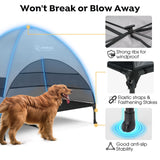 Veehoo Outdoor Dog Bed with Canopy, Cooling Elevated Pet Cot with Removable Shade, Non-Slip Feet, Raised Dog Cot for Large Dogs, Pet Tent Bed for Camping, Beach, XLarge, Black + Grey, CWC2411