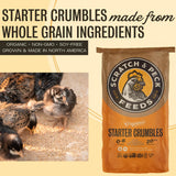 Scratch and Peck Feeds Whole Grain Starter Crumbles Chicken and Duck Feed - 25 lbs Bag - Corn-Free and Soy-Free - 20.5% Protein, Certified Organic and Non-GMO Project Verified Chicken Food