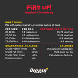 Diggin’ Your Dog Firm Up Pumpkin for Dogs & Cats with Cranberry, 100% Made in USA, Pumpkin Powder for Dogs, Digestive Support, Apple Pectin, Fiber, Healthy Stool, 4 oz
