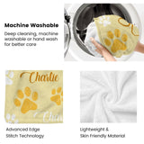 Custom Dog Blankets with Pet Name Personalized Yellow Paw Dog Blanket, Customized Dog Blanket for Medium Puppy Small Large Dogs, Washable All-Season Air-conditioned Rooms Blankets Dog Gifts 60" x 80"