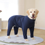 Dog Winter Coat for Large Medium Small Dogs, Warm Fleece High Collar Full Body Dog Jumpsuit Comfortable Onesie Apparel (Dark Blue, 5X-Large)