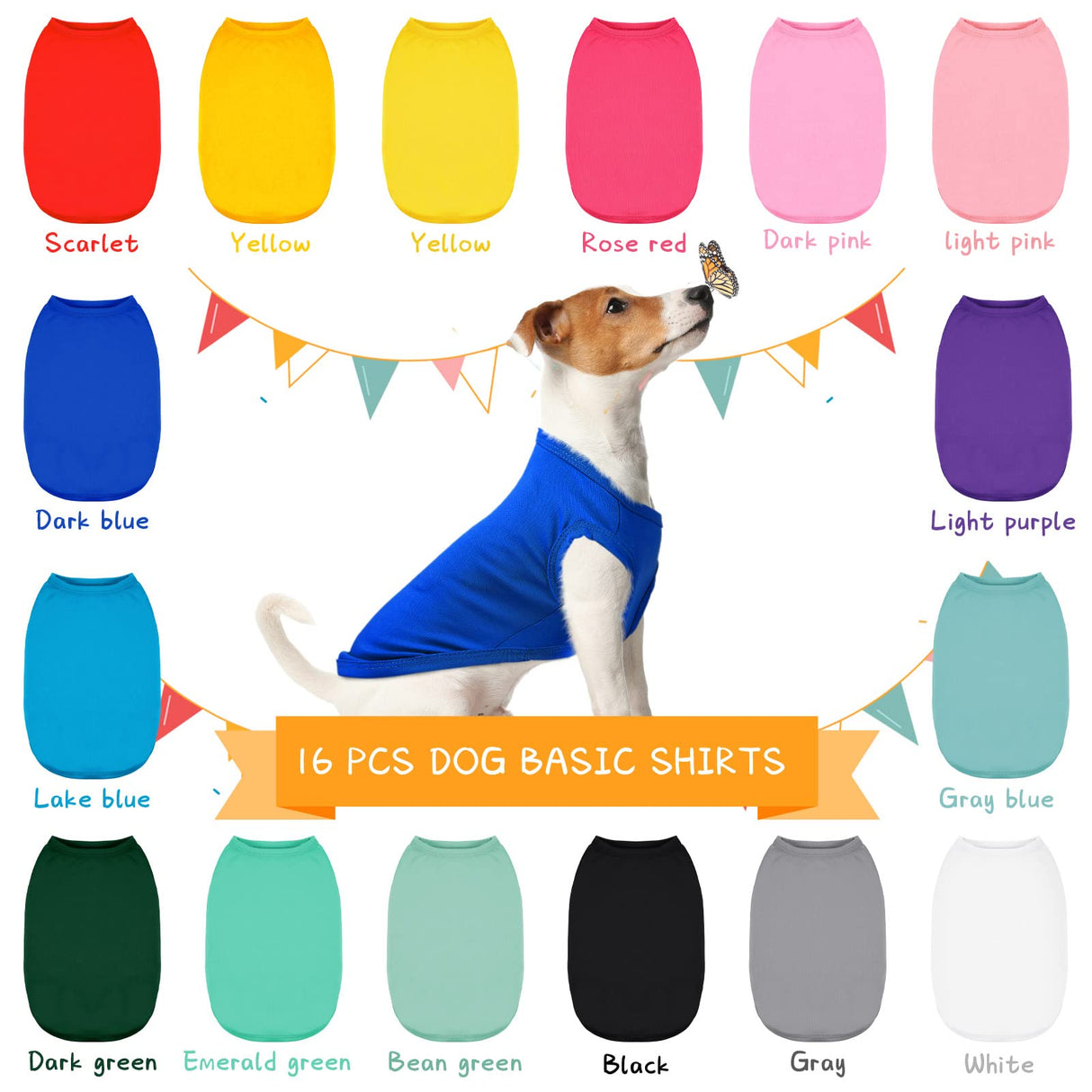 16 Pieces Small Dog Clothes Cute Blank Puppy Shirts Soft Dog Sweatshirts Breathable Outfit for Pet Cats Accessories, 16 Styles(S)