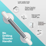 Shower Handle, 12-Inch Suction Grab Bar for Bathtubs, Showers and Toilet, Strong Hold Suction Cup Handle, Safety Bar for Seniors, Elderly, Handicap, Bathroom Safety Grip No Drilling - Single Pack