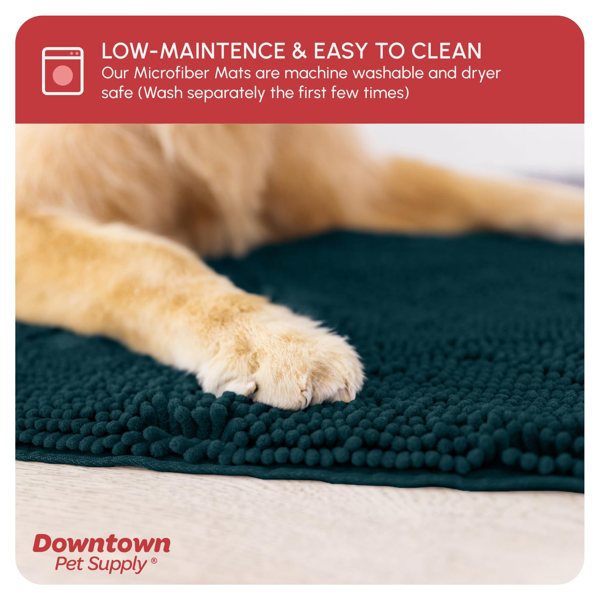My Doggy Place Dog Mud Mat, 36" x 26" Teal – Thick Microfiber Entry Rug for Snow, Mud & Salt – Absorbent, Quick-Dry, Washer-Safe & Non-Slip, Large