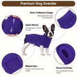 Queenmore Dog Sweaters for Medium Dogs Pit Bull Sweater for Dogs Boy Girl Winter Christmas Sleeveless Turtleneck Cable Knit Stretchy Sweatshirt Dog Sweaters Pet Clothes Xmas Outfits (Orchid, Medium)