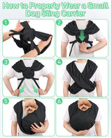 Snqqmtt Dog Sling Swaddle Carrier Small Dog Cat Front Facing Carrier for Chest, Hands Free Puppy Carrying Sling Hold for Small Pet up to 13lbs, Adjustable Size, Reducing Back Stress (Black)