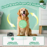 Dog Dental Powder – Teeth Cleaning Powder with 6B CFU Probiotics, Enzymes & Antioxidants, Plaque & Tartar Off, Fresh Breath Support, No Brushing Oral Care, Mint Beef Flavor, 75 Servings