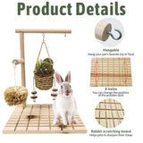 kathson Bunny Chew Toys for Teeth Grinding, Rabbit Wooden Scratch Board Feet Pad Platform Natural Seagrass Hanging Basket Small Animals Play Toy for Guinea Pigs Chinchilla Hamsters(C)