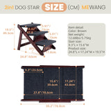 MEWANG Wooden Pet Stairs/Pet Steps - 3-in-1 Foldable Stairs & Ramp for Beds and Cars - Portable Dog/Cat Ladder Up to 220 Pounds - Great for Small and Older Animals(Brown) (24.8" L x 17.2" W x 19.5" H)