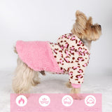 Yikeyo Dog Sweaters for Small Dogs, Winter Dogs Hoodies Boy Girl, Warm Fleece Clothes for Teacup Chihuahua Yorkie, Pet Apparel Outfit,Pink Leopard,XXS