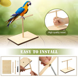 Cunno 3 Pcs Bird Training Stand Kit, Parrot Training Clicker Portable Tabletop Bird Perch and Target Stick, Wooden Spin Perch Clickers with Wrist Strap for Parakeet Conure Lovebird Cockatiel