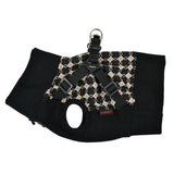 Puppia Jace Jacket Dog Harness Pullover Warm Winter Diamond Pattern for Small and Medium Dog, Black, Large