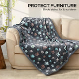 Luciphia Waterproof Pet Blankets for Couch Sofa Bed Cover Cat Liquid Pee Proof Washable Soft Fluffy Large Dog Blanket Reversible Furniture Protection Puppy Grey Paw Thicken Medium（57" x 40"）