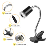 LUCKY HERP Reptile Heat Lamp with Clamp, Aquarium Turtle Tank Basking Light with 360° Rotatable Timing & Dimming and 2 Pack 50W UVA UVB Heat Light Bulb for Turtle Tortoise Lizard