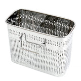 Daeheung Industries Kitchen Utensils Chopsticks Holder Drying Rack Basket with Hooks 2 Divided Compartments Quality Stainless Steel Large L5.4 X H4.3 X W2.6